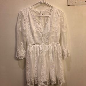 White floral lace dress
